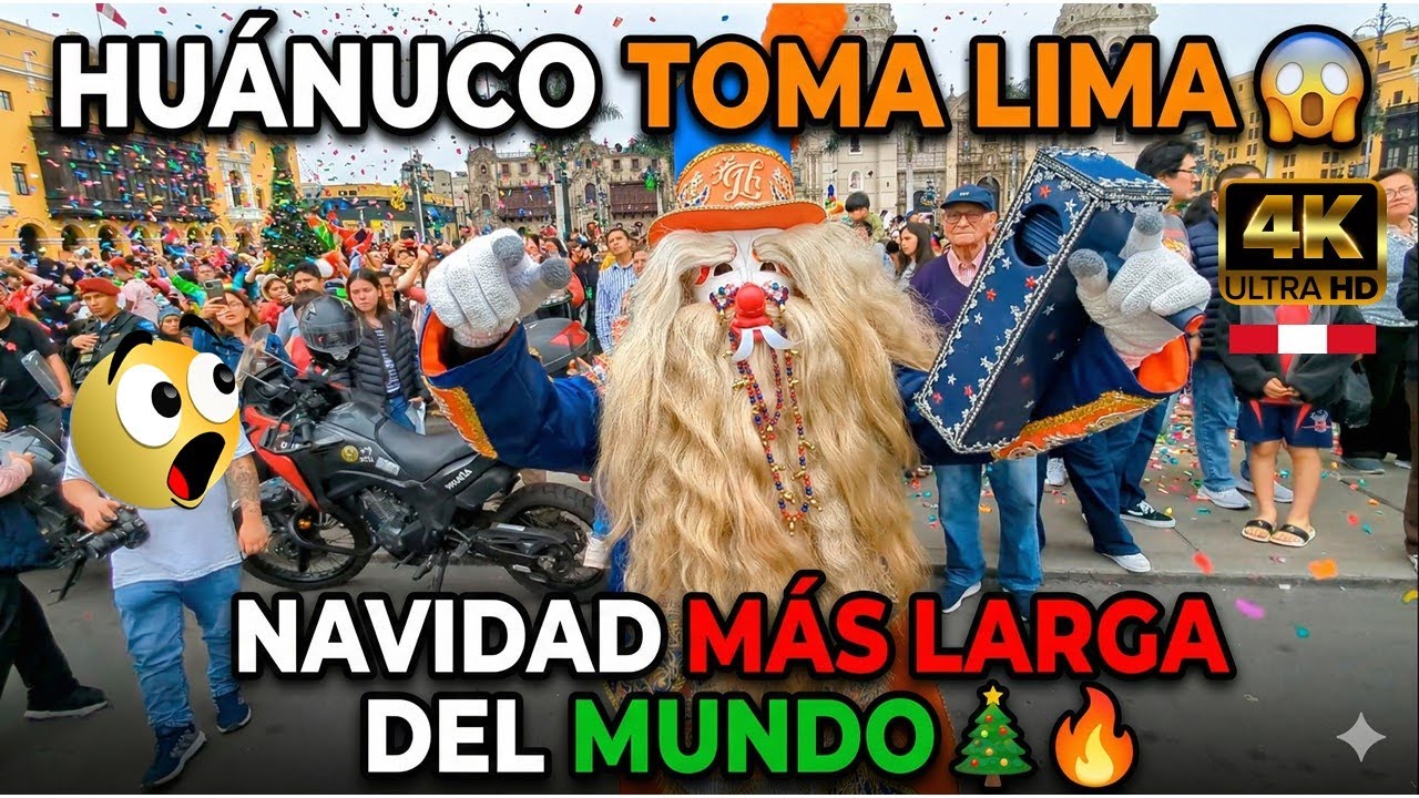 HUÁNUCO TOMA LIMA 😱 LOS NEGRITOS en la Plaza de Armas | Lanzamiento Navidad Más Larga del Mundo 🎄🔥