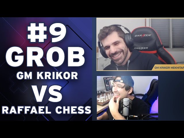 GM Krikor VS Raffael Chess - PARTIDA 9 - GROB ! câmeras