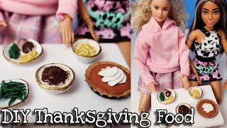 DIY Doll Thanksgiving FOODS! Ham, Mac & Chesse, Pie, Green Beans, Mash Potatoes & More FROM CLAY!