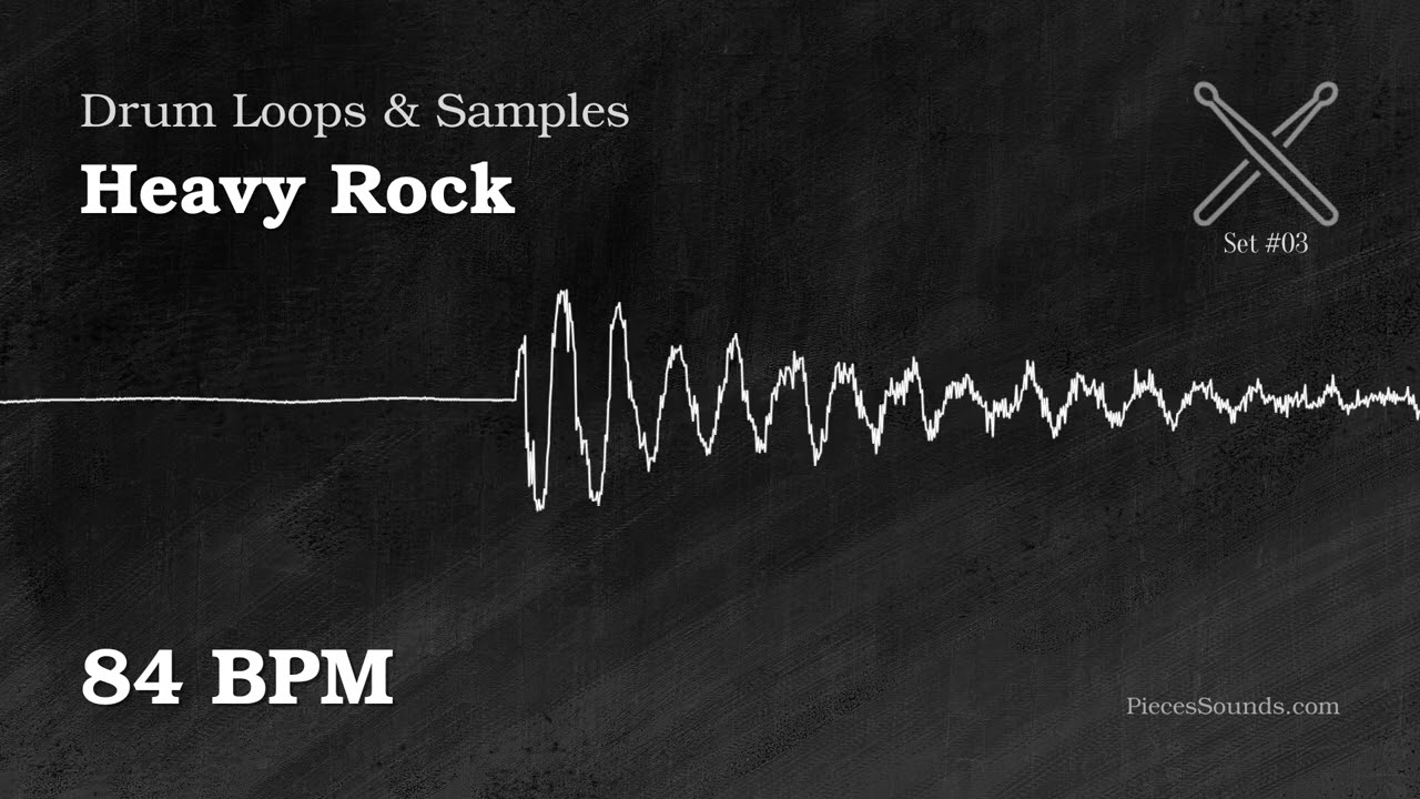 Heavy Rock Drums Loops Beats 84 BPM Royalty-Free Samples. Set 3 