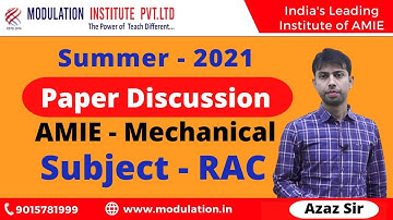 AMIE- Mechanical | Subject - RAC Summer-2021 | Paper Discussion Live Class