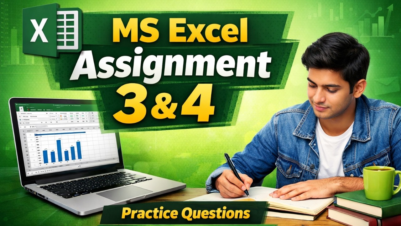 3 & 4 MS Excel Assignment | Excel Practice Questions for Students ...