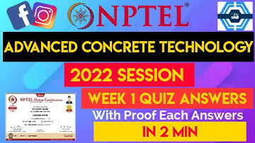 Advanced Concrete Technology Week 1 Quiz Assignment Solution | NPTEL 2022 | SWAYAM