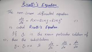 Ricatti's Equation / Example / lecture in Urdu
