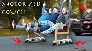 DIY Motorized Couch Can Drift! - SECURITY INVOLVED!!! @JLaservideo
