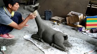 Creative garden statue design with construction cement materials - DIY craft