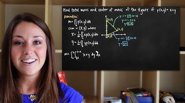 Double integrals to find mass and center of mass of the lamina (KristaKingMath)
