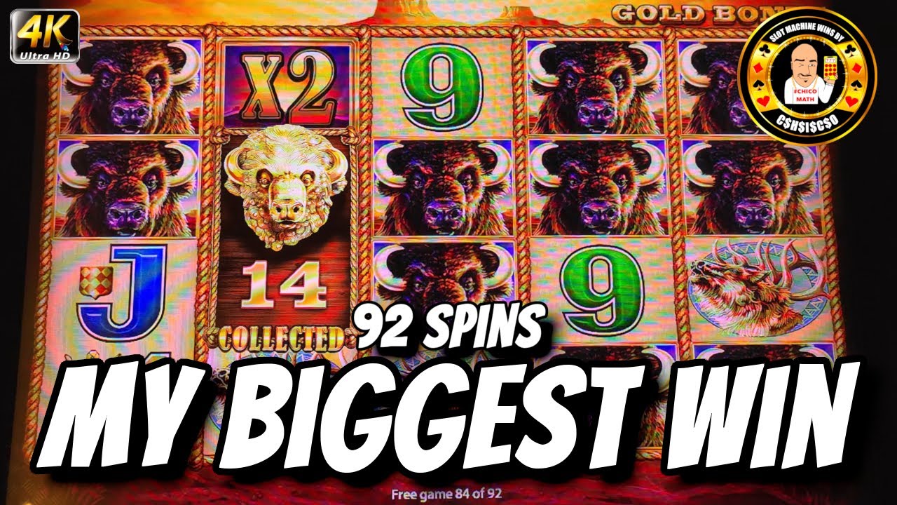92 SPINS - My Biggest Win Ever on Buffalo Gold on $0.60 Bet - YouTube