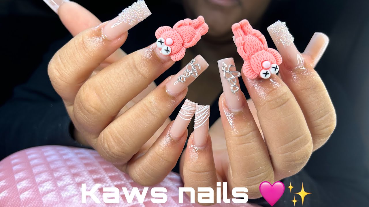 WATCH ME DO KAWS INSPIRED NAILS✨🩷 