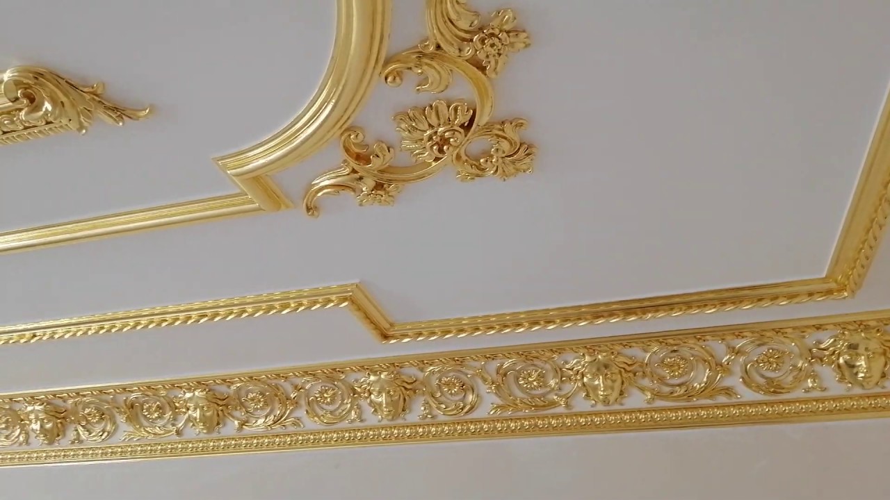 plaster cornices, plaster moldings, gilding of stucco moldings, gilding of plaster cornice