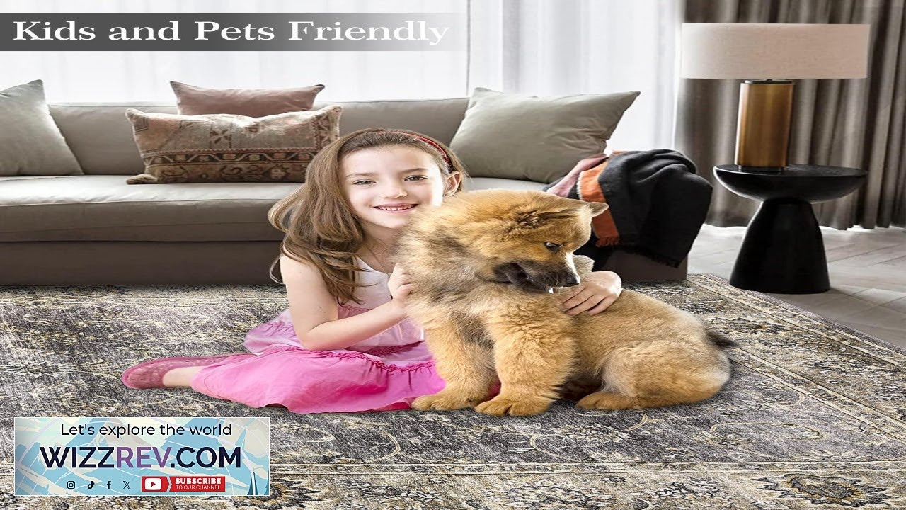 Garvee Washable Area Rug 5x7 Low Pile Entryway Rug Non Slip Floral