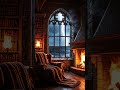 Cozy Medieval Library Ambience | Heavy Thunderstorm, Rain & Crackling Fireplace for Sleep/Study