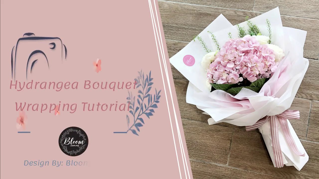 How to Wrap Hydrangea Bouquet || Pink hydrangea bouquet wrapping tutorial || 绣球花花束包装教程 || 花藝教學