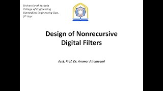 Lecture 8 Nonrecursive Digital Filter