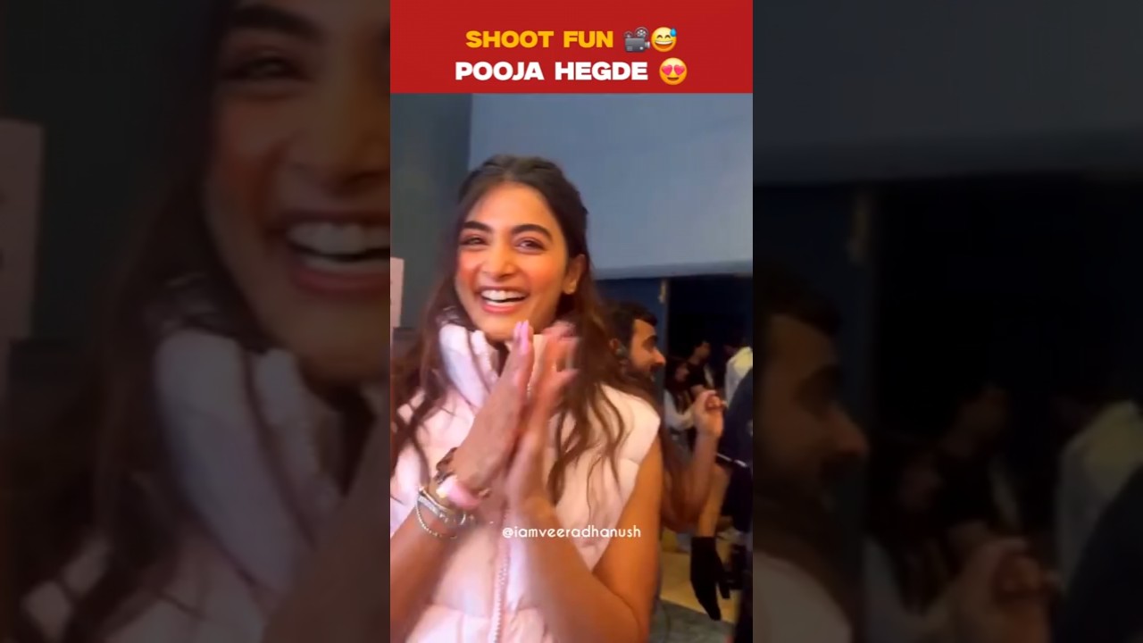 Not Bad 😅🤣 Pooja Hegde creating fun vibes on the shooting spot like a director! 🎬 