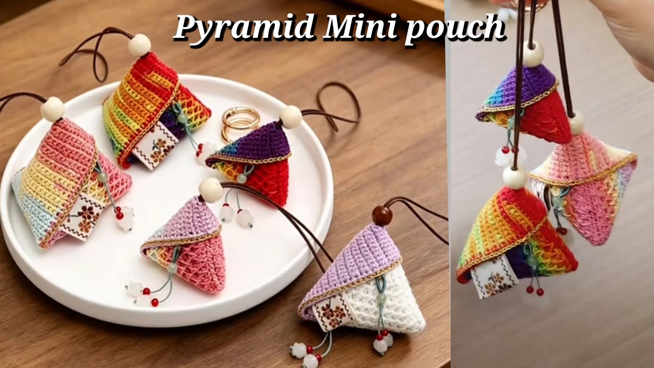 Beginners Guide! How to Crochet Pyramid Mini Pouch | Keychain! Bag