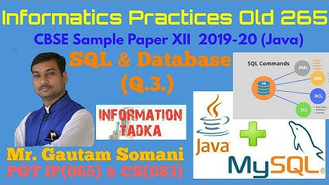 Informatics Practices old (265) | Class 12 CBSE | sample paper | SQL | Q.3. | Equally Imp for XI