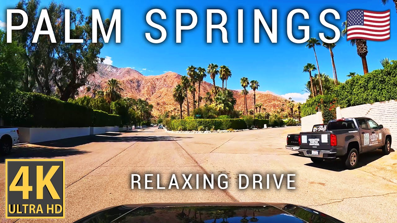 Stylish drive trough Palm Springs California - relaxing dash cam drive in 4K