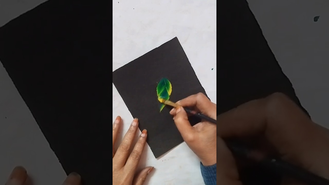 Leaf Painting on Black Paper ||