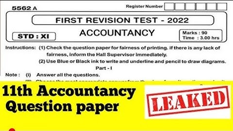 11th accountancy revision test question paper 2022/11th accountancy revision test question download