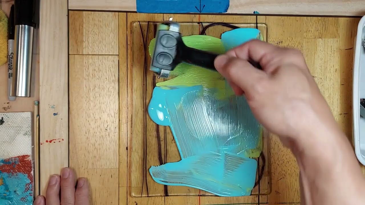 Small format gelli prints with ink transfers