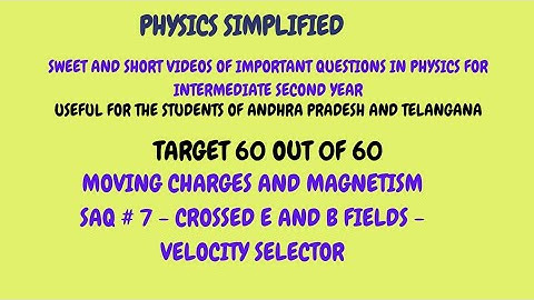 Moving Charges and Magnetism - SAQ # 7 - Crossed E and B Fields - Velocity Selector