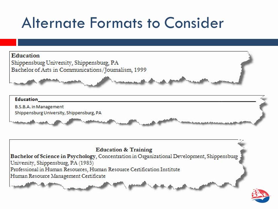 Shippensburg University Career Center Resumes for Experienced