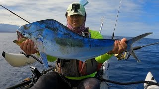 Hawaii Kayak Fishing: Thought I was gonna skunk! Mahimahi catch and cook