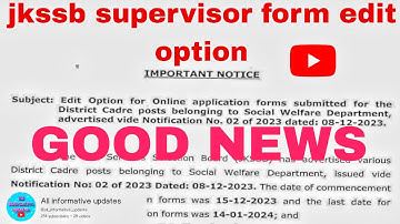 jkssb supervisor edit option | jkssb supervisor edit date | jkssb supervisor form edit kaise kare
