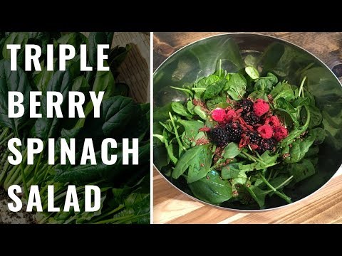 Triple Berry Spinach Salad (WFPB, Vegan)