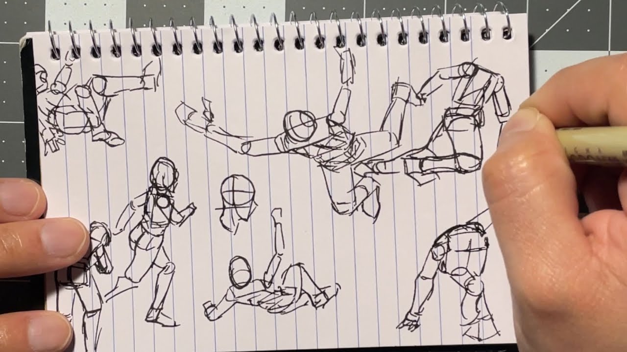 manga sketch day 17, random full body poses - YouTube