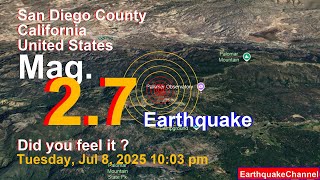 San Diego County, 18 mi Southeast of Temecula, Riverside County, California, United States Earthqu
