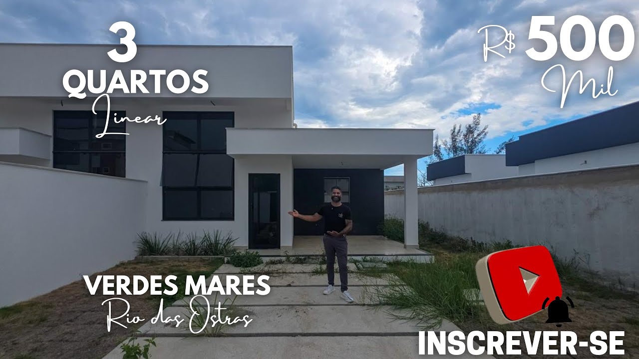 CASA LINEAR 03 QUARTOS CONSTRUÍDA EM MEIO LOTE, VERDES MARES, RIO DAS OSTRAS/RJ.