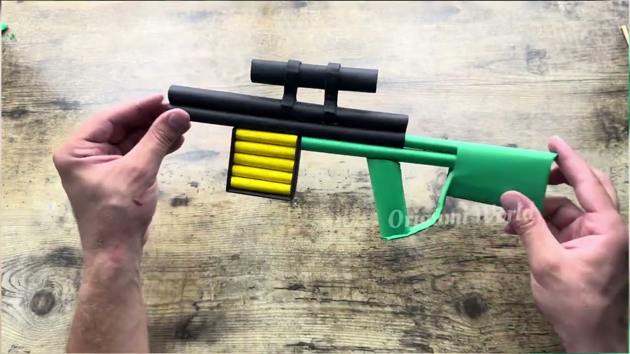 PAPER SNIPER RIFLE GUN ORIGAMI WEAPON EASY TUTORIAL   HOW TO MAKE PAPER SNIPER RIFLE STEP BY STEP