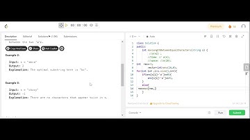 Largest Substring Between Two Equal Characters (leetcode daily challenge) 1624