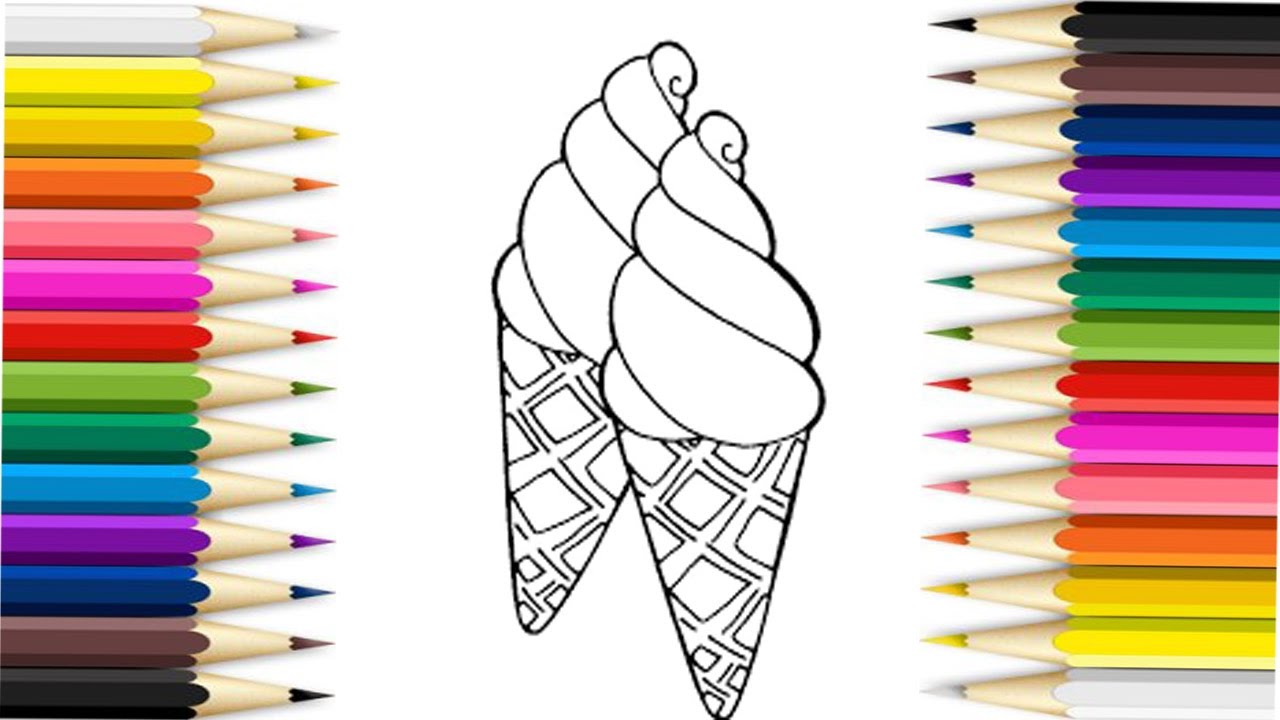 Drawing and Coloring Ice Cream | Colouring Pages Ice Cream for Kids