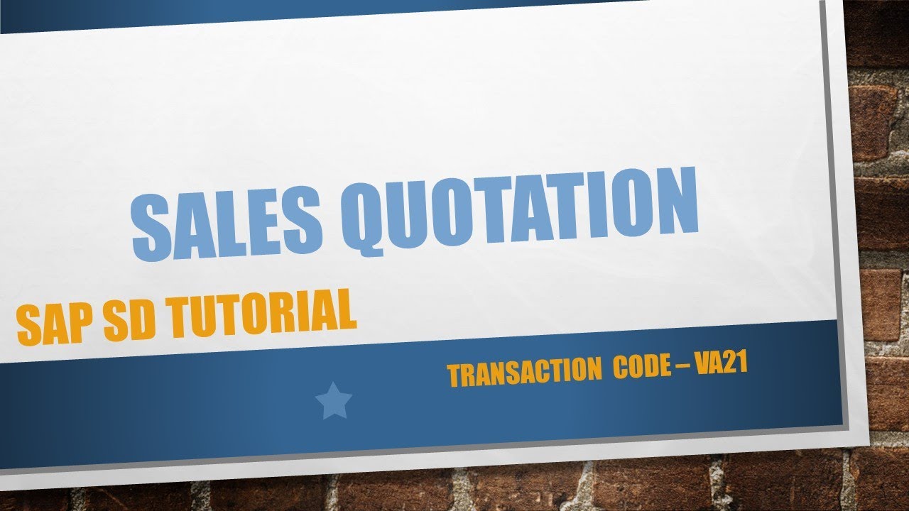 How to create Sales quotation in SAP VA21 YouTube