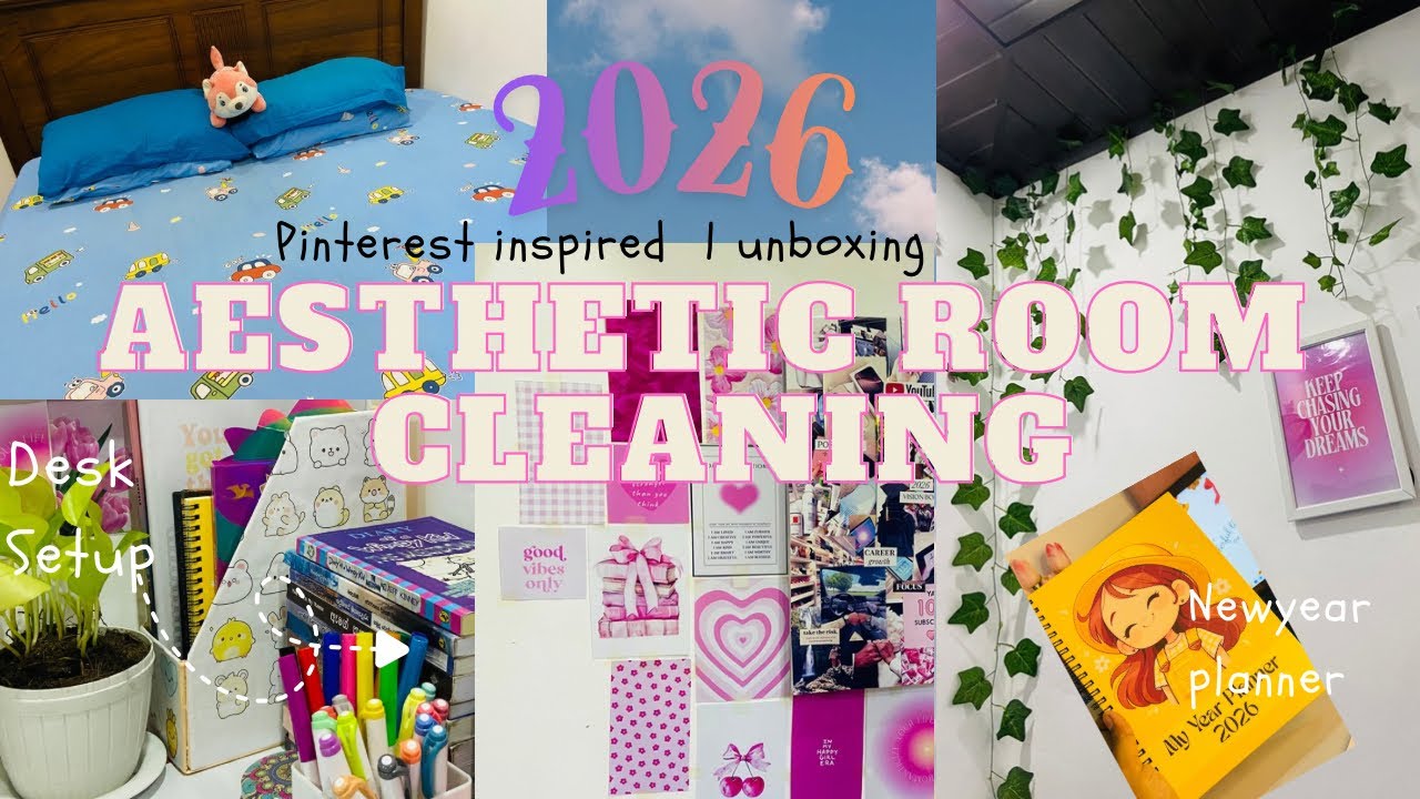 අවුරුද්දට room එක deep clean කරමු 💕🎀| unboxing 