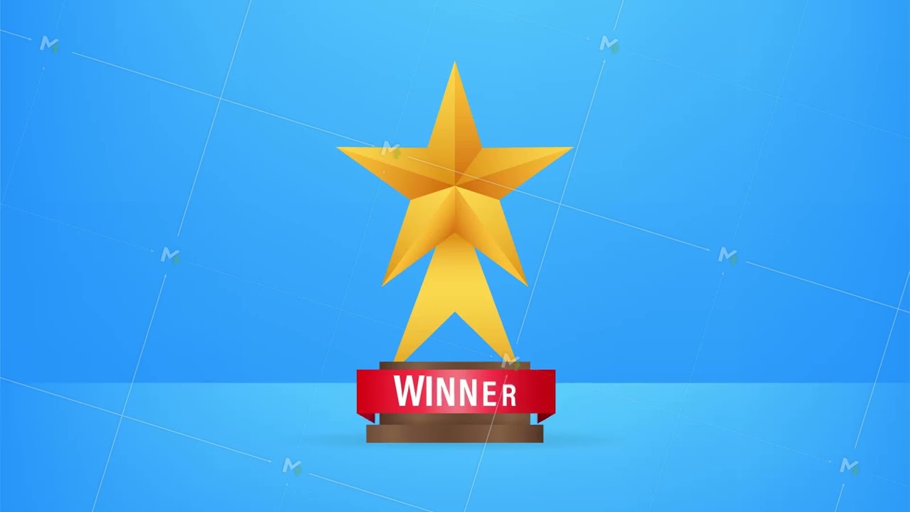 Winner cup banner. Congratulations. Triumph prize. Victory icon. Motion graphics