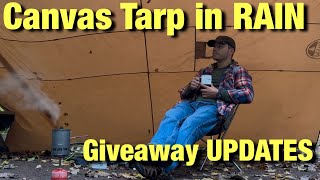 Bushcraft Canvas Tarp In the RAIN | Many Giveaway UPDATES
