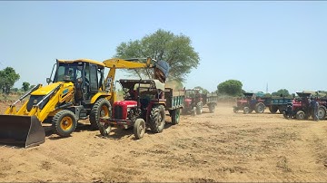 JCB 3dx Loading Mud in Di 1035 Tractor and Massey ferguson 241 tractor Trolley ।Jcb cartoon ।Jcb