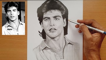 Drawing Young Akshay kumar portrait with grid method | using graphite pencil |