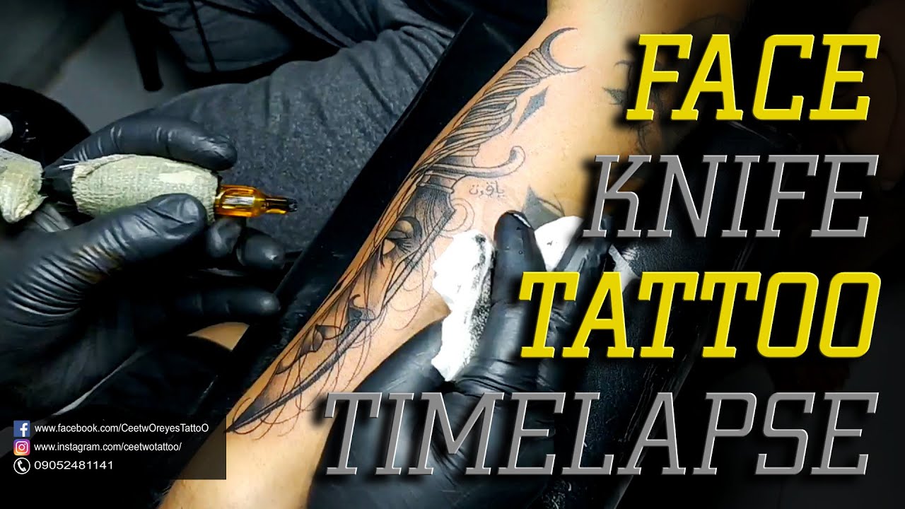 FACE KNIFE Tattoo Time Lapse YouTube