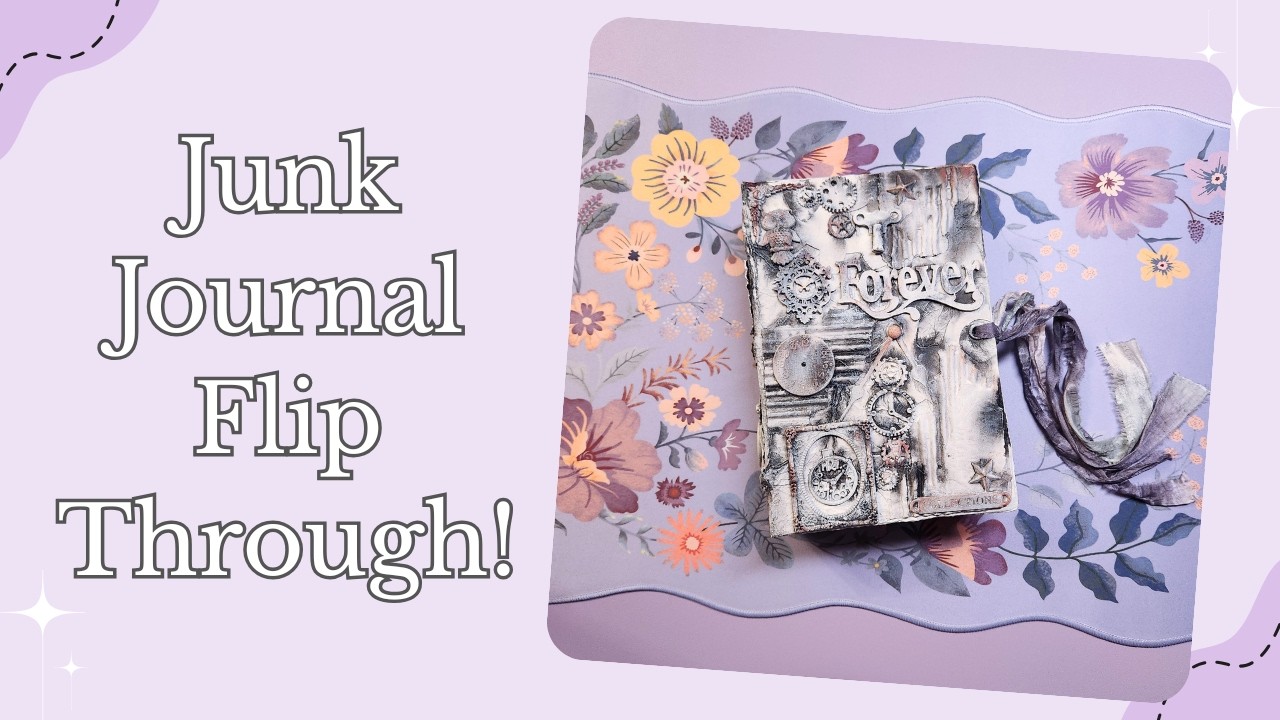 Junk Journal Flip Through | Greyscale Mixed Media Handmade Junk Journal 200 Page