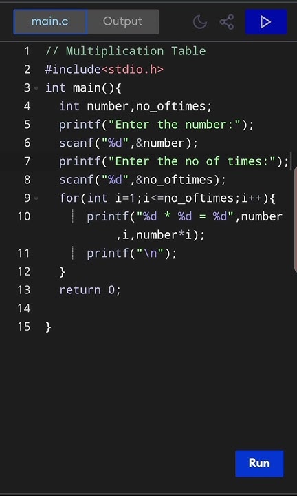 Multiplication table using C Language - YouTube