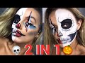 CLOWN AND SKULL HALLOWEEN MAKE-UP TUTORIAL | SYD AND ELL