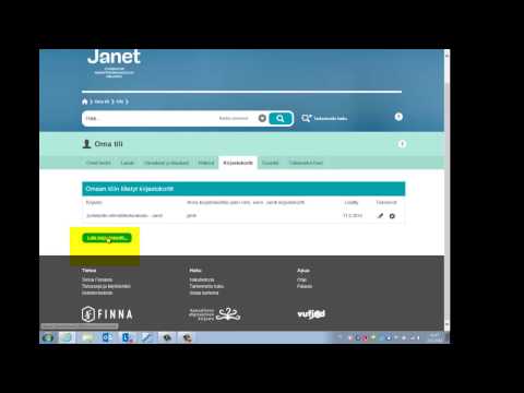 Kirjautuminen Janet-tietokantaan verkkotunnuksilla ja kirjastokortin liittäminen omaan tiliin