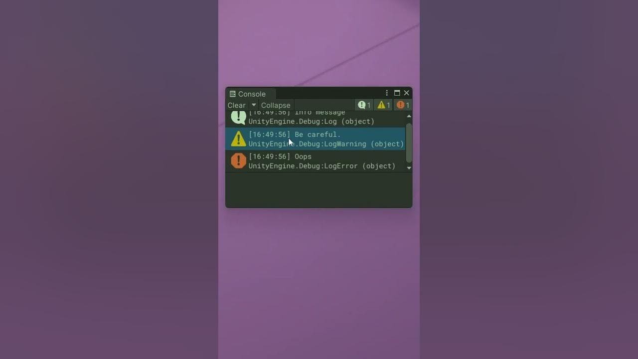 Log Errors and Warnings to the Unity Game Engine Console - YouTube