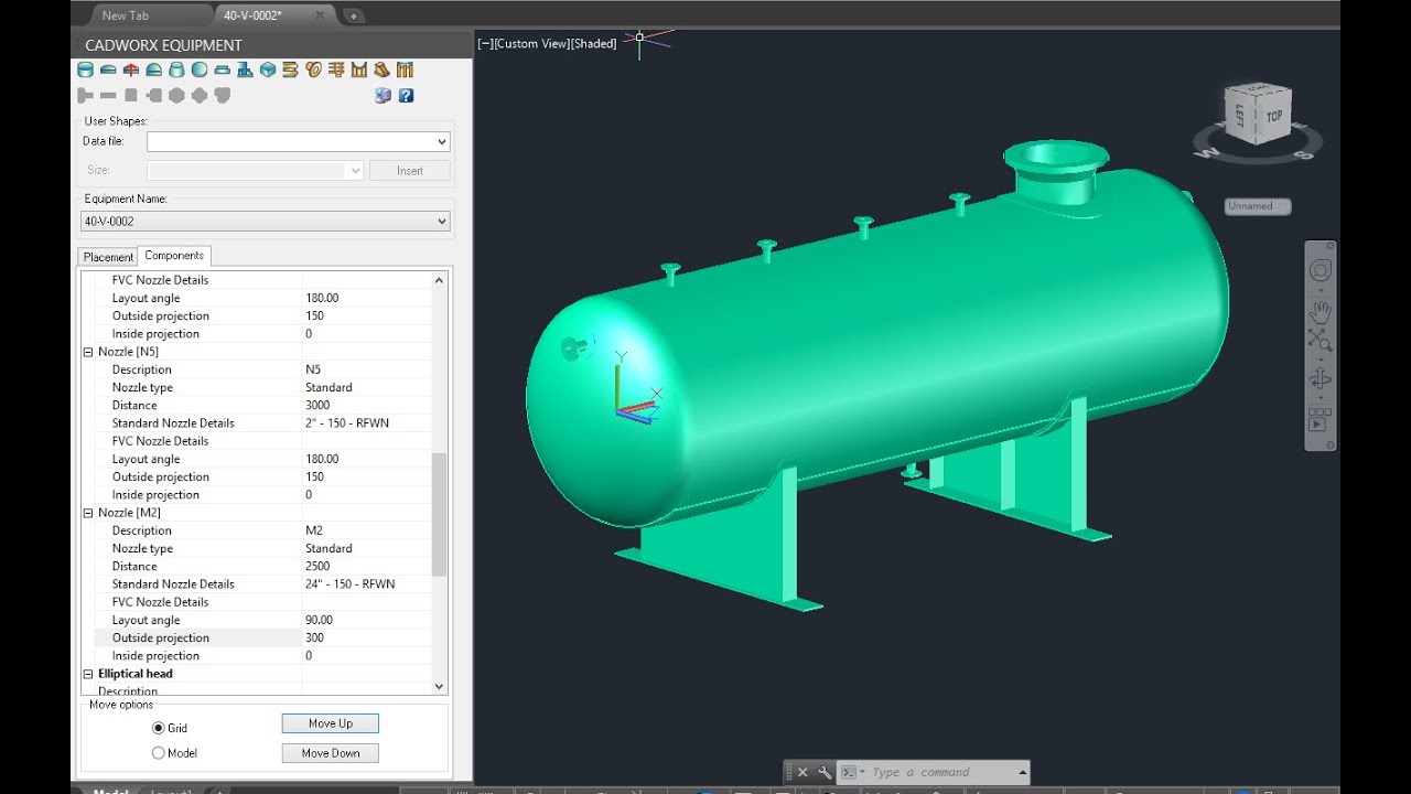 How to piping equipment model in CadWorx Equipments