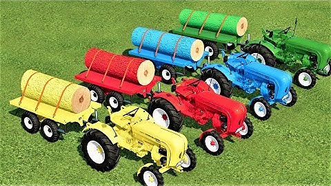 MINI TRACTORS OF COLORS ! LOGGING & TRANSPORTING & PARKING with PORSCHE ! Farming Simulator 22